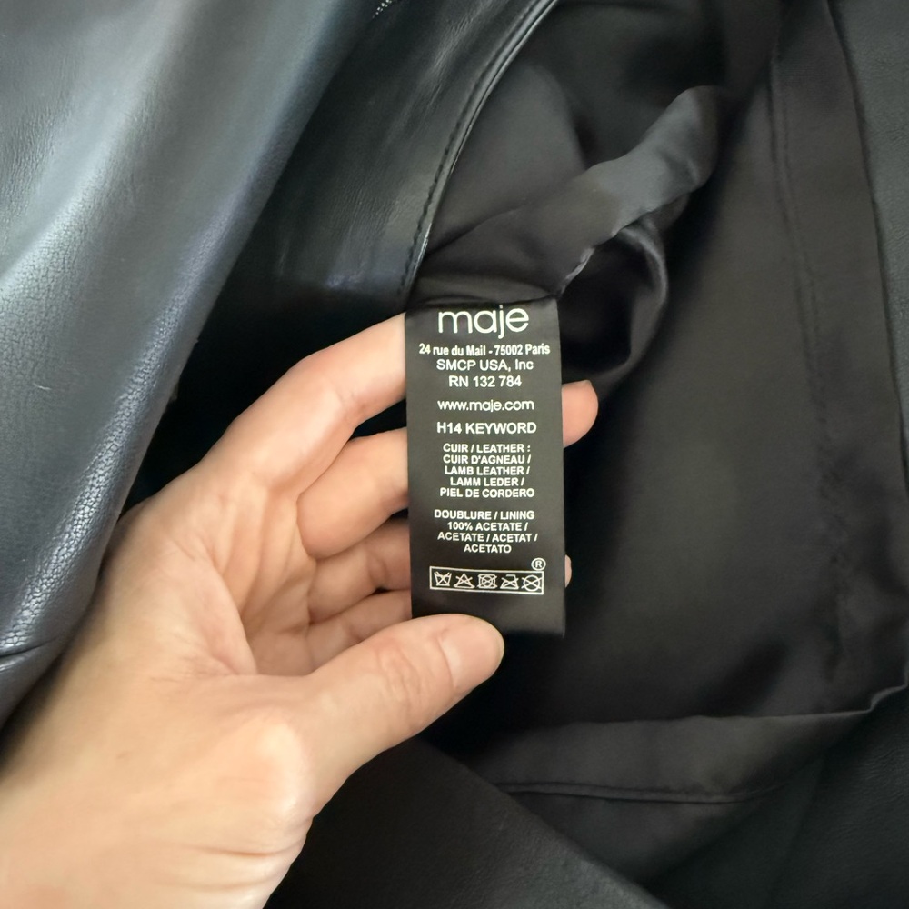 Maje Black Lamb Leather Skirt - Picture 6 of 7